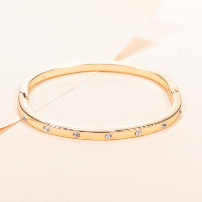 China Trendy 2021 Gold Filled Bangle Diamond Paper Clip Bangle For Woman Bangle Brass Jewelry for sale