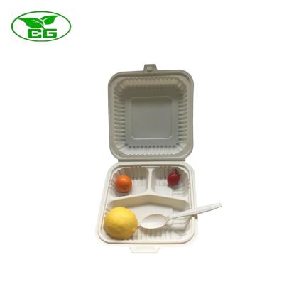 China Low MOQ Sustainable Top Selling Disposable Plastic Cornstarch Bio Lunch Box for sale