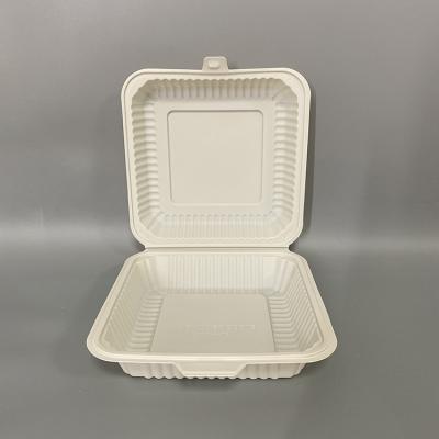 China Microwavable Disposable Takeout Food Containers 9 Inch 3 Compartment Biodegradable Clamshell Box for sale