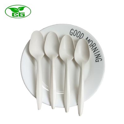 China Low MOQ High Quality Disposable Biodegradable Plastic Yogurt Cornstarch Soup Small Rice Spoon for sale