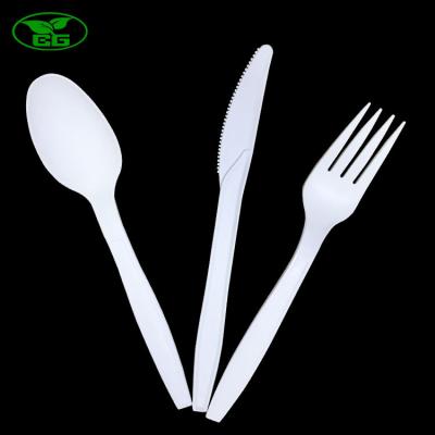 China Customized Environmental White High Quality Disposable Fork 7inch Spoon Set Desserts for sale