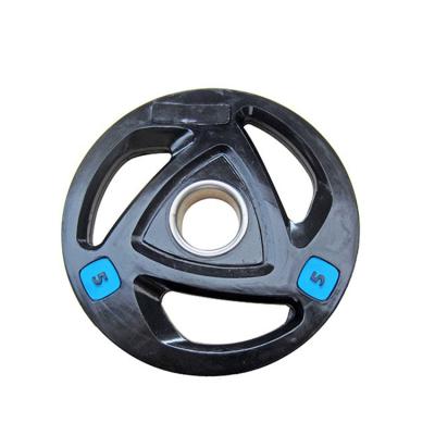 China Commercial Use Fitness Cast Iron Rubber Coated Tri Grip Barbell Weight Plate Gym for sale