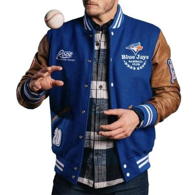 China OEM Viable Custom Men's Jackets Autumn Chenille Embroidery Leather Sleeves Bomber Baseball Varsity Letterman Jacket Wholesale for sale