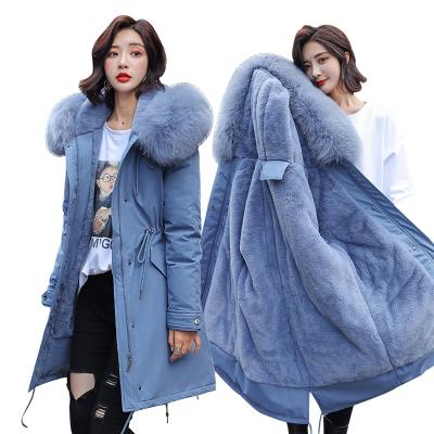 China 2022 winter women's winter parkas coats fur winter jackets warm snow coat LXX3851 viable collar hooded thick section parkas for sale