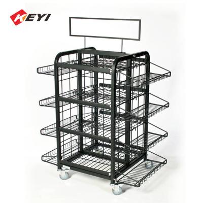 China Custom Exhibition Floor Display Stand Rotating Metal Display Rack for sale