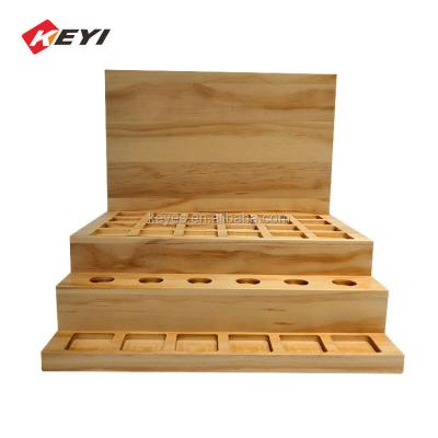 China Durable Custom Wooden 3-Tier Essential Oil Rack Counter Display Rack For Small Bottle for sale