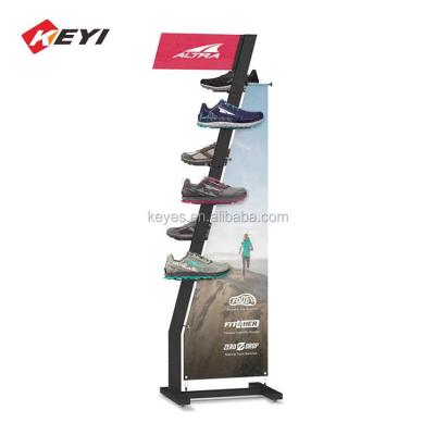 China Eco-friendly Custom Retail Shop Shoe Display Ideas Metal Floor Sport Shoes Display Rack Stand for sale