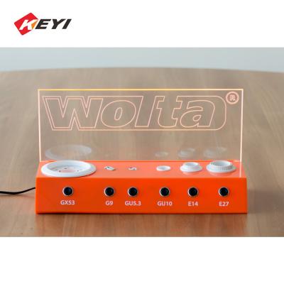 China Arcylic Customized Color Led Lamp Tester Stand With Laser Engrave Logo for sale