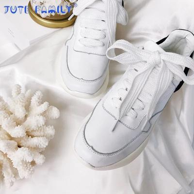 China Walking Shoes NO MOQ Spring and Summer New White Shoes Flat Shoes Korean Style Women Leather Sneakers for sale