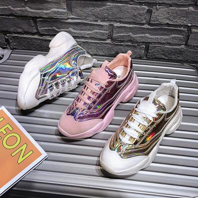 China 2020 New Women's Laser Breathable Korean Fashion Trend Sports Thick Bottom Casual Shoes for sale