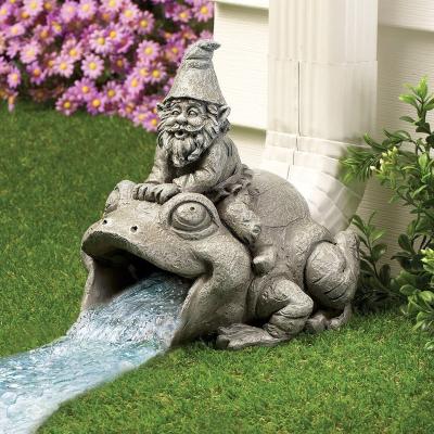 China Playful Frog Downspout Riding Europe Gnome Outdoor Extension Decoration for sale