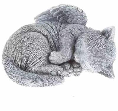 China Europe Resin Sleeping Angel Cat Memorial Garden Statue for sale