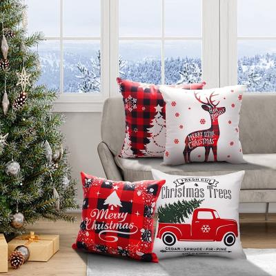 China Christmas tree decor; Gifts ; Home Decor Christmas Throw Pillow Case Plaid Snowflakes Plush Cushion Case For Home Decor for sale