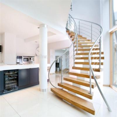 China Modern Design Villa Interior Spiral Stairs Curved Beige Marble Project for sale