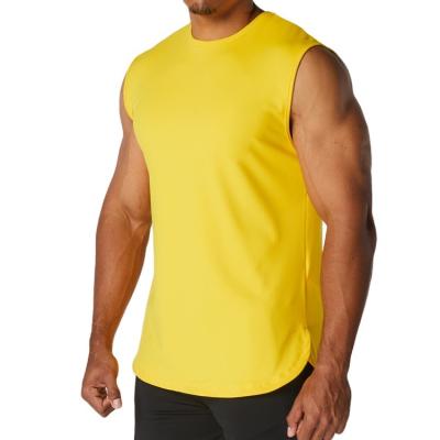 China Factory Price High Performance Breathable Polyester Fabric With Back Mesh Panel Men Gym Tank Top for sale