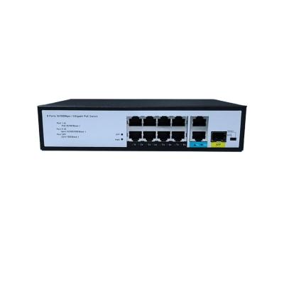 China / 8 ports 10/100/1000Mbps+ 2 Gigabit+1 SFP POE switch, 100m distance, 20Gbps, full-duplex and half-duplex, LACP, POE, QoS, SNMP, VLAN S for sale