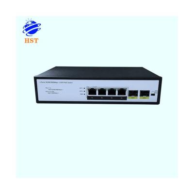 China / Sell POE Fiber Optcial Switch HST-1000M-4 Ports+2 SFP 10/100/1000Mbps+2SFP POE Switch, Distance 100m Fiber 10Gbps POE Switch for sale