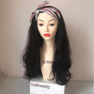 China Body Wave Stock Hair Natural Color Sports Ponytail Wavy Machine Made Wig for sale