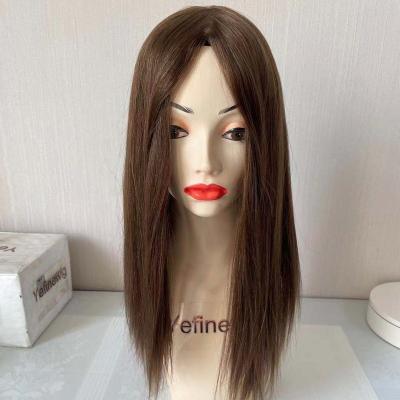 China Freestyle yefinewig stock brown silk hair 8*8 14inch 18inch topper for sale