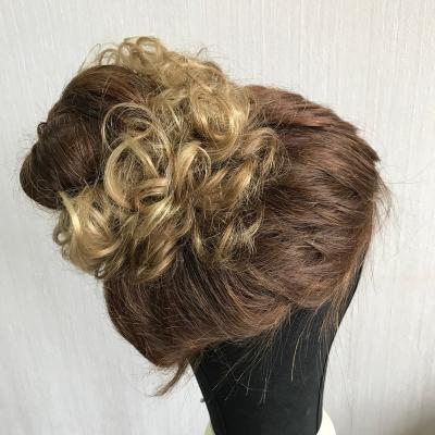 China High Quality Virgin Messy Hair Scrunchies Deep Wave Hair Bun Hair Extensions Wavy Chignon for sale