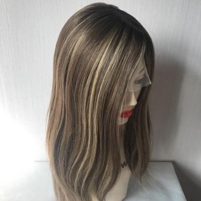 China Natural wave yefine wig maker unprocessed ash brown with lace front blond balayage ombre highlights jewish wigs for sale