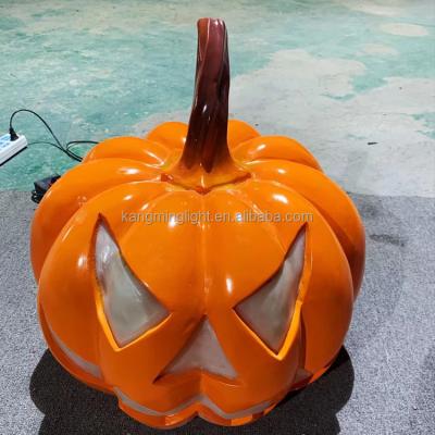 China 3D best selling cute 3d pumpkin halloween decoration pattern light fiberglass pumpkin craft for sale