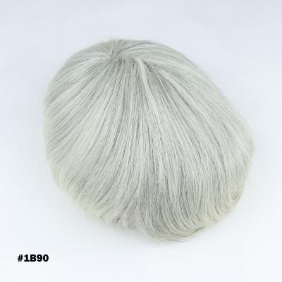 China Straight 100% Hair Toupee For Men With Gray Hair 8x10 Size In Stock 110% Density Wig Male Hair Replace System #1b50 Color #1b90 for sale