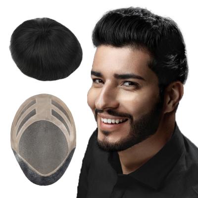 China Wholesale 110% Density Straight #510 Wig Color 100% PU Men Hair Toupee For Men for sale