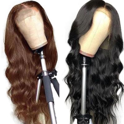 China Wholesale Human Hair Lace Front 180% Density Blonde Brown Color Pre Plucked Unprocessed Lace Front Wig Body Wave Raw Indian Hair for sale