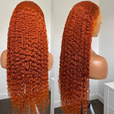 China Virgin Ginger Orange Color Lace Wig Body Wave Cuticle Aligned Brazilian Transparent Swiss Lace Wig HD Human Hair Frontal Wig Sellers for sale