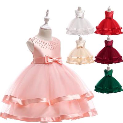 China Anti-wrinkle 2022 latest designs hot sale lace birthday flower party kids clothes wedding princess little kids clothing girls dress for sale