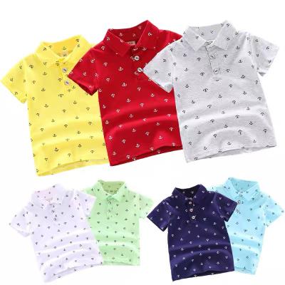 China 70s-140s Boy's Clothing 2-14 Summer Clothing 95% Cotton Lapel Short Sleeve Polo Shirt Anti-Shrink for sale