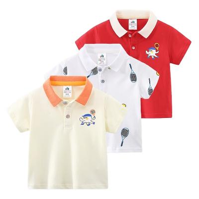 China Cute Summer Embroidered Boys Short Sleeve Polo T-Shirt Principal Anti-Shrink Polo Shirts Kids 2-14 Years Old for sale