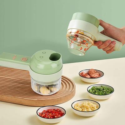 China Sustainable 4 in 1 Handheld Electric Vegetable Cutter Set Mandolin Vegetable Cutter Chopper for sale