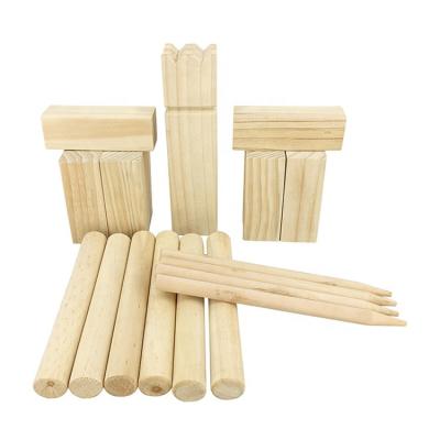 China Customized High Quality Classic Wooden Size Outdoor Sport KUBB Natural Wood Set Garden Games for sale