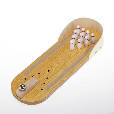 China Wooden Wooden Mini Desktop Bowling Game Play Set Sports Game Toy for Kids Children Learning Education Toy for sale