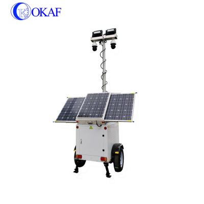 China Built-in Siren 3M-9m Mast Telescopic Trailer Truck Towed Trailer 4G GPS WIFI Mobile Monitoring Solar Trailer for sale