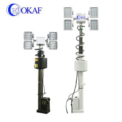 China LED Lights Electric Winch 360 Degree Rotation Telescopic Lighting Mast Driven by Movable Tower Electric Motor with 4 LED Lights for sale