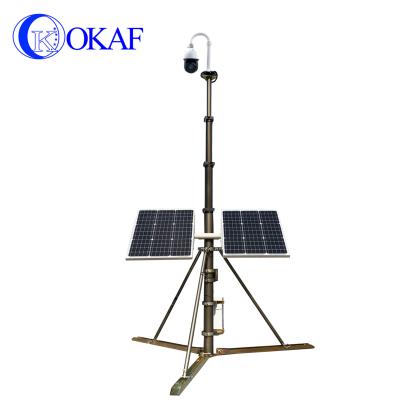 China Apply To Mount CCTV Camera Antenna Led Lights 8m 10m 26ft Mast Pole Cctv Solar Manual Aluminum 33ft Solar Tower Telescopic CCTV Mast With Tripod for sale