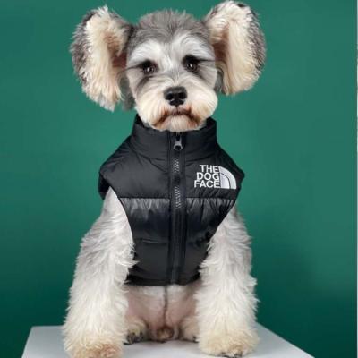 China Winter Designer Pet Dog Thicken Coat Stocked Warm Dogs Letters Embroidery Face Down Coat for sale