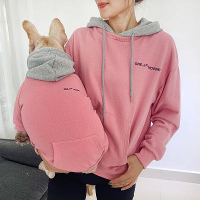 China Sustainable Comfortable Human Dog Owner Cotton Clothes Matching Dog Hoodie For Winter for sale