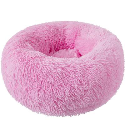 China 2021 Custom Packing Round Donut Breathable Dog Donut Dog Bed Accessories Available Pet Fur Bed Cat Beds Cozy Cuddle Luxury Pet for sale