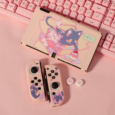 China For NINTENDO SWITCH OLED dockable soft tpu cover case for Nintendo Switch oled console joy scam split shell pink cat switch case NS protective accessories for sale