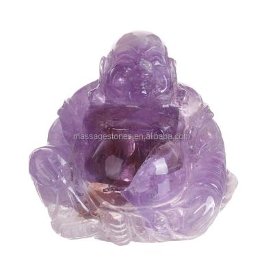 China Natural Natural Purple Amethyst Stone Carved Buddha Statue Stone for sale