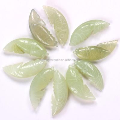 China Natural Green Jade Animal Fashion Jewelry Caving Fish Stone Pendant Jewelry Making for sale