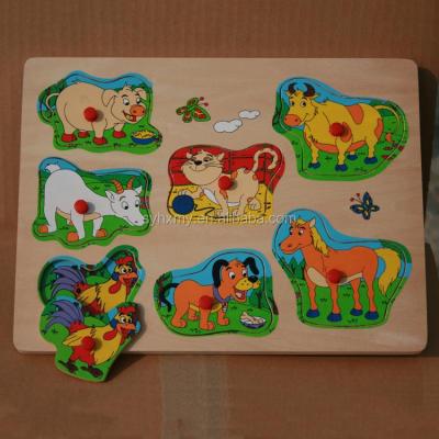 China Cartoon Wooden Puzzle Toy Jigsaw Magnetic Multi Color Wooden Animals Puzzle for sale