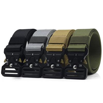 China Factory Wholesale Nylon Outdoor Nylon Adjustable Military Tactical Restraint Belt With Quick Speed ​​Clip Metal for sale