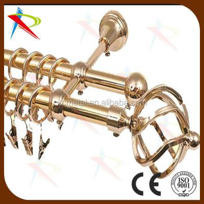 China Metal Plated Gold Casting Double Wrought Iron Curtain Rod for sale