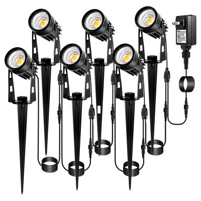 China Warm White Garden LED Low Voltage Landscape Light Kits 12V/24V 3W 6Pack COB Garden Spike Spotlight China Suppliers and Wholesaler Stock for sale