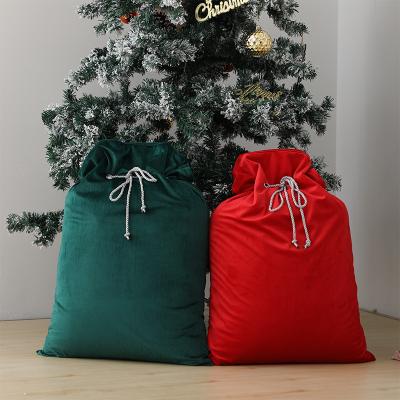 China Home Decoration High Quality Christmas Multi Color Cotton Twine Luxury Empty Velvet Christmas Santa Sack for sale